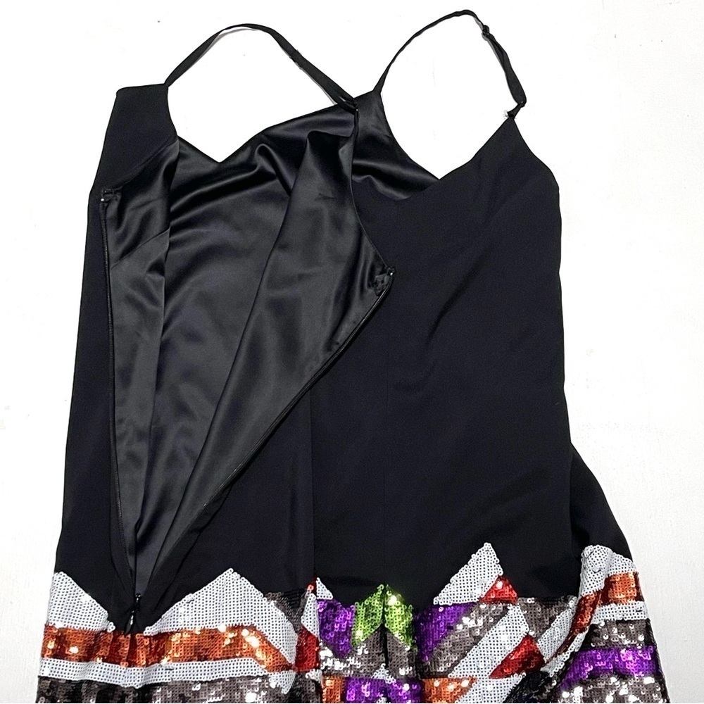 BeBe Woman Black Sequin Embellished Shift Dress Robe Tube Size L - Picture 10 of 16